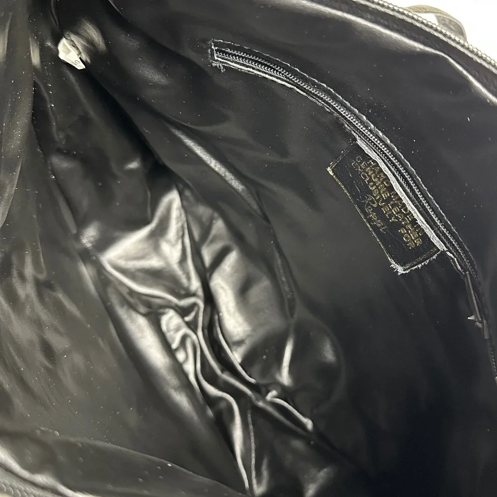 Vintage Rappi Handmade Black Leather Brown Snakeskin Patchwork Hobo Shoulder Bag